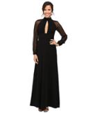 Jill Jill Stuart - Crepe/chiffon Gown With Long Sleeves And Keyhole