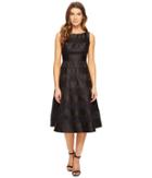 Adrianna Papell - Striped Lace Mikado Combo Fit And Flare Dress