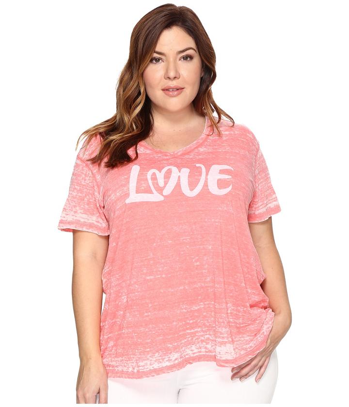 Allen Allen - Plus Size Love Print High-low Tee