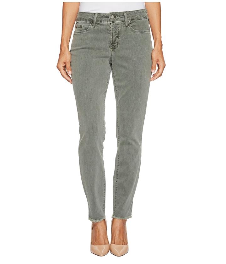 Nydj Petite - Petite Ami Skinny Ankle Jeans W/ Fray Side Slit In Fatigue