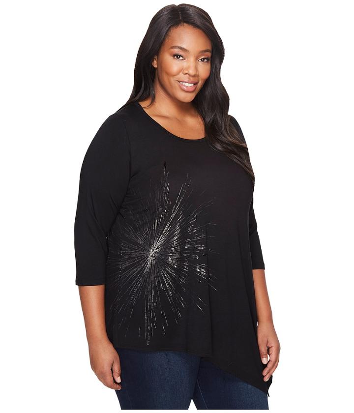 Karen Kane Plus - Plus Size Printed Asymmetric Hem Top