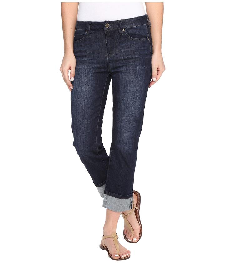 Liverpool - Gwen Wide Cuff Capris Vintage Super Comfort Stretch Denim In Vintage Super Dark