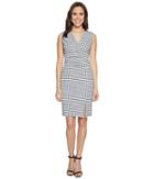 Adrianna Papell - Gingham Check Sleeveless Cf Fold Detail Fitted Dress