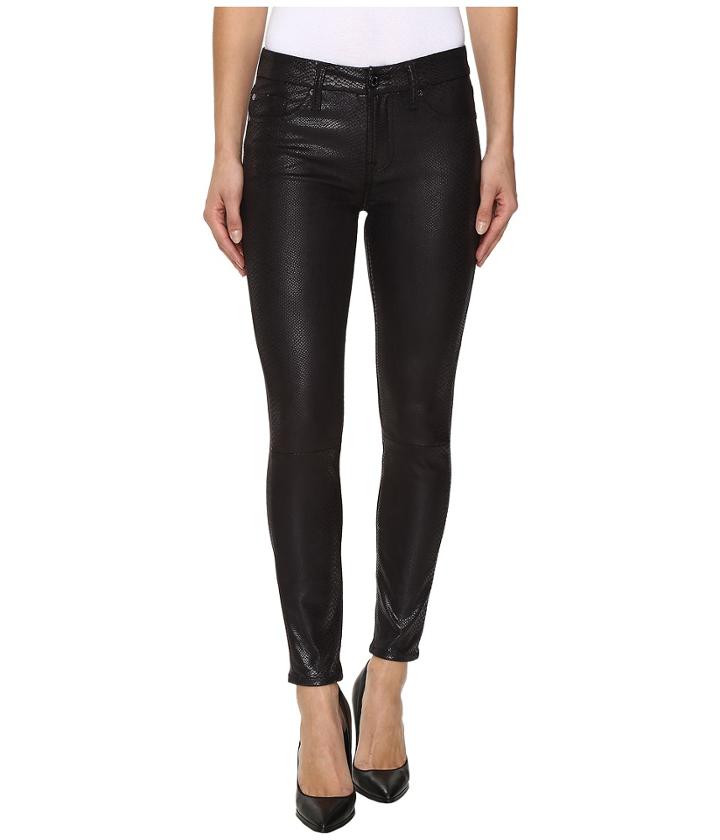 7 For All Mankind - The Knee Seam Ankle Skinny In Black Metal Snake
