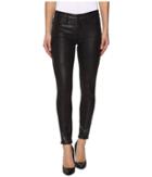 7 For All Mankind - The Knee Seam Ankle Skinny In Black Metal Snake