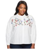 Two By Vince Camuto - Plus Size Long Sleeve Embroidered Bubble Sleeve Button Down Shirt