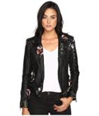 Blank Nyc - Embroidered Floral Detail Studded Moto Jacket In As You Wish