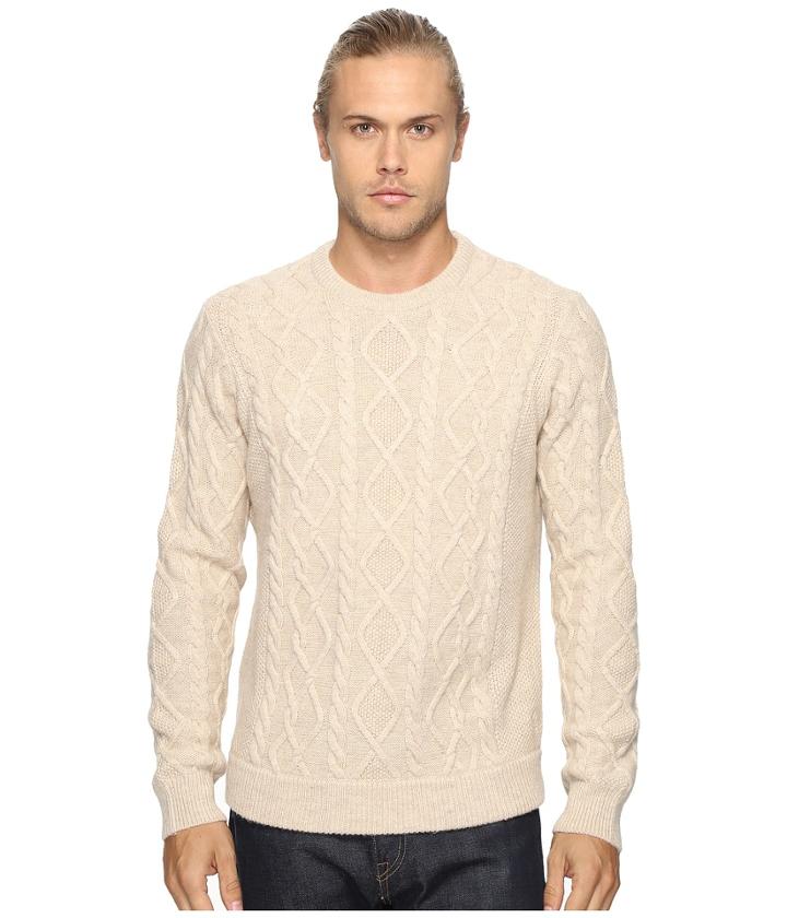 Original Penguin - Long Sleeve Wool Alpaca Fisherman Sweater