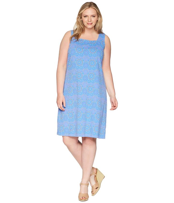 Extra Fresh By Fresh Produce - Plus Size Mosaic Shells Square Neck Dress