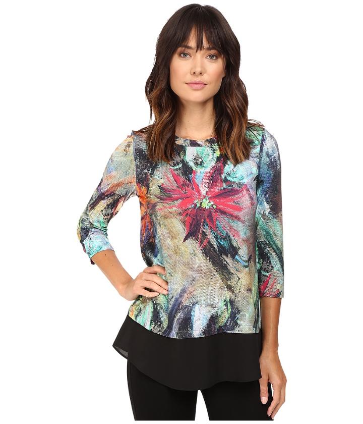 Karen Kane - Floral Canvas Contrast Hem Top