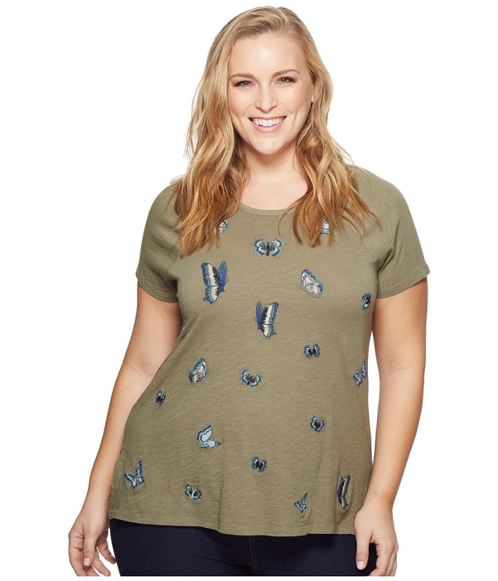 Lucky Brand - Plus Size Embroidered Butterfly Tee