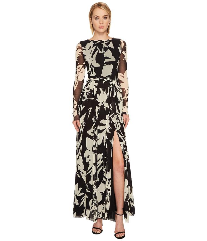 Fuzzi - Long Sleeve Gown With High Slit Cover-up