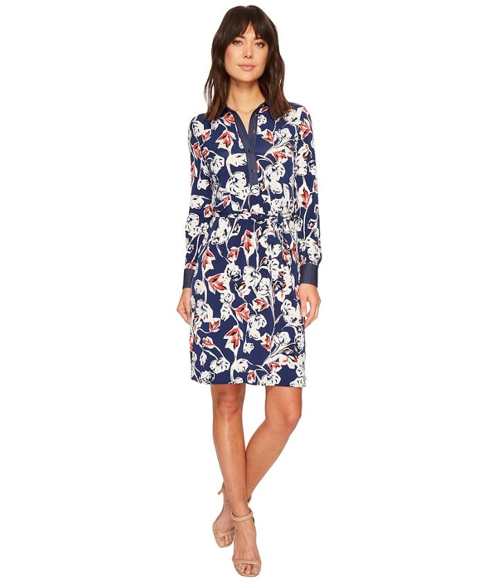 Ivanka Trump - Matte Jersey Faux Denim Collar Shirtdress