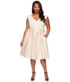 Adrianna Papell - Plus Size Fit And Flare Taffeta Skirt And Draped Matte Jersey Bodice