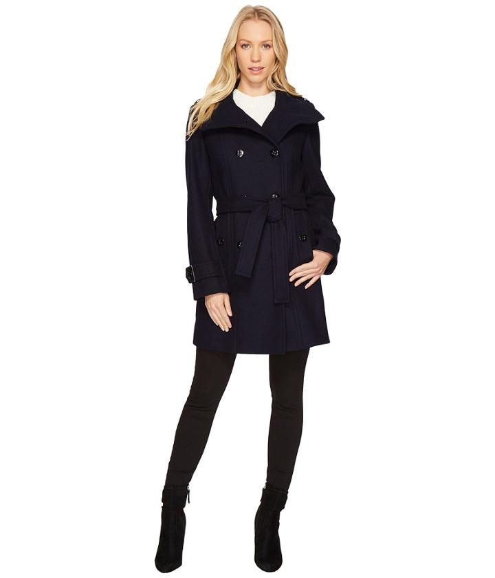 Calvin Klein - Wool Double Breasted With Belt And Stand Collar