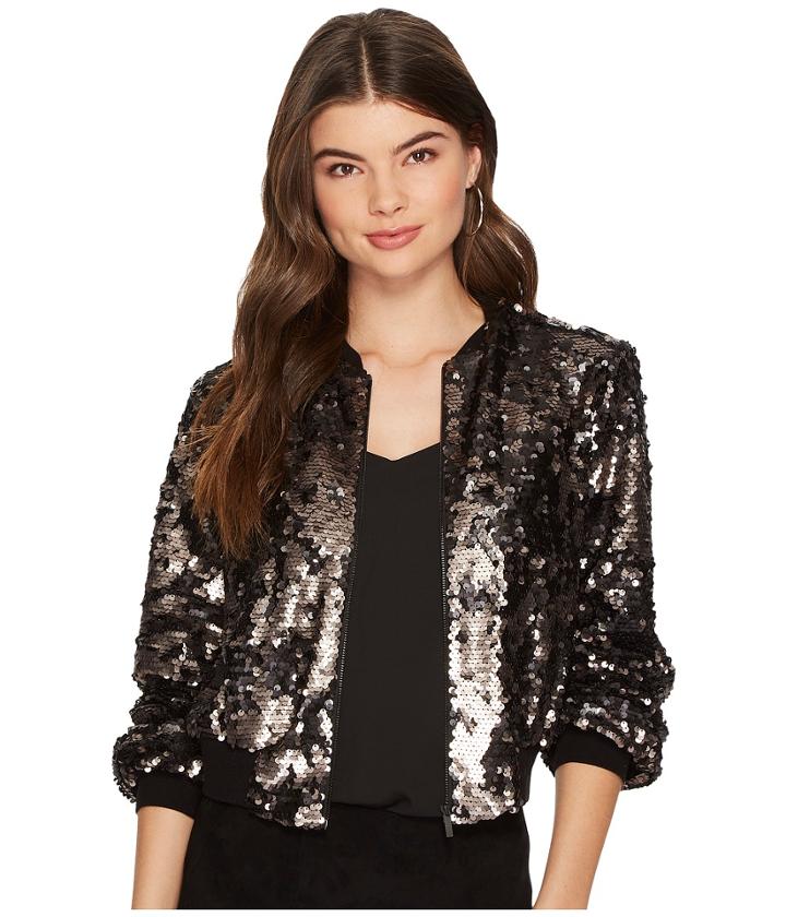 1.state - Zip Front Sequin Bomber