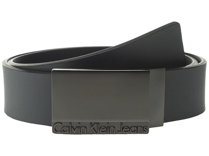 Calvin Klein - 40mm Reversible Belt With Raised Logo Plaque Buckle