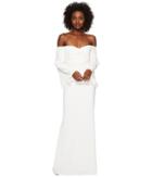 Badgley Mischka - Off The Shoulder Flare Sleeve Gown In Stretch Crepe