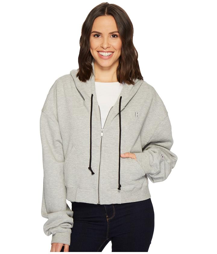 Hudson - Oversized Zip Crop Hoodie In Heather Grey