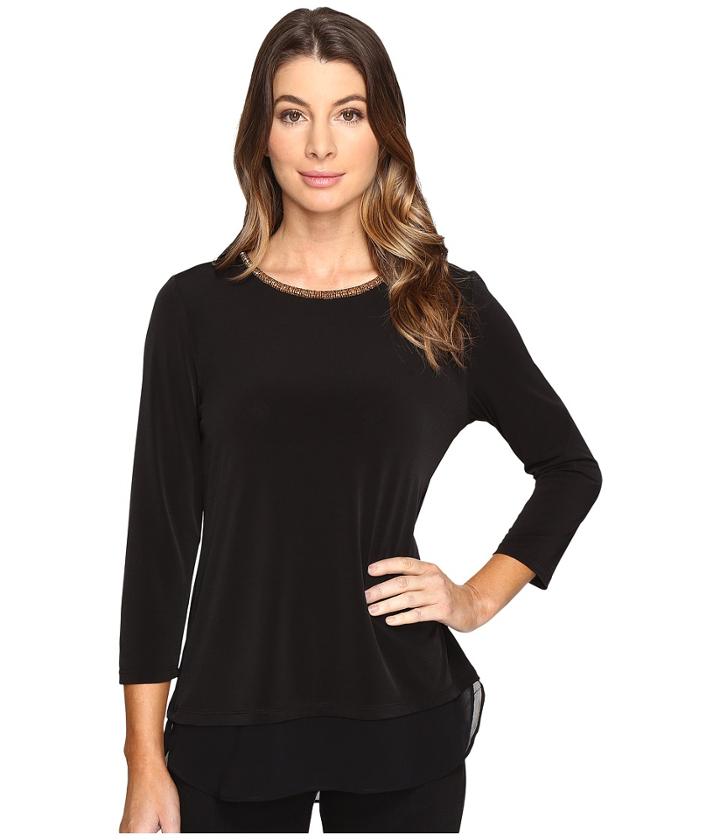 Calvin Klein - Long Sleeve Top W/ Beaded Neck