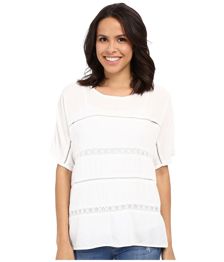 Dylan By True Grit - Short Sleeve Stripe Lace Pullover