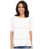 Dylan By True Grit - Short Sleeve Stripe Lace Pullover