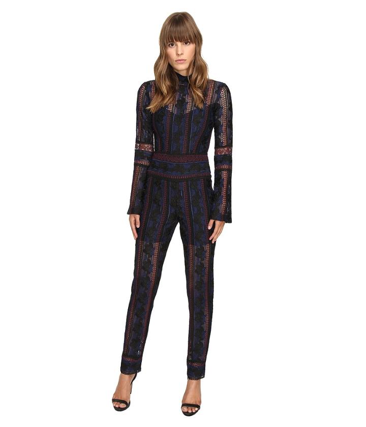 Yigal Azrou  L - Rose Embroidered Lace Jumpsuit W/ Bell Sleeves