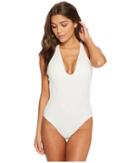 Polo Ralph Lauren - Bordeaux Mixed Crochet Engineered Plunge One-piece