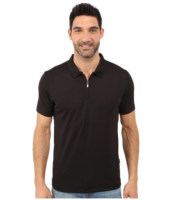 Perry Ellis - Solid Polo With Zipper Closure
