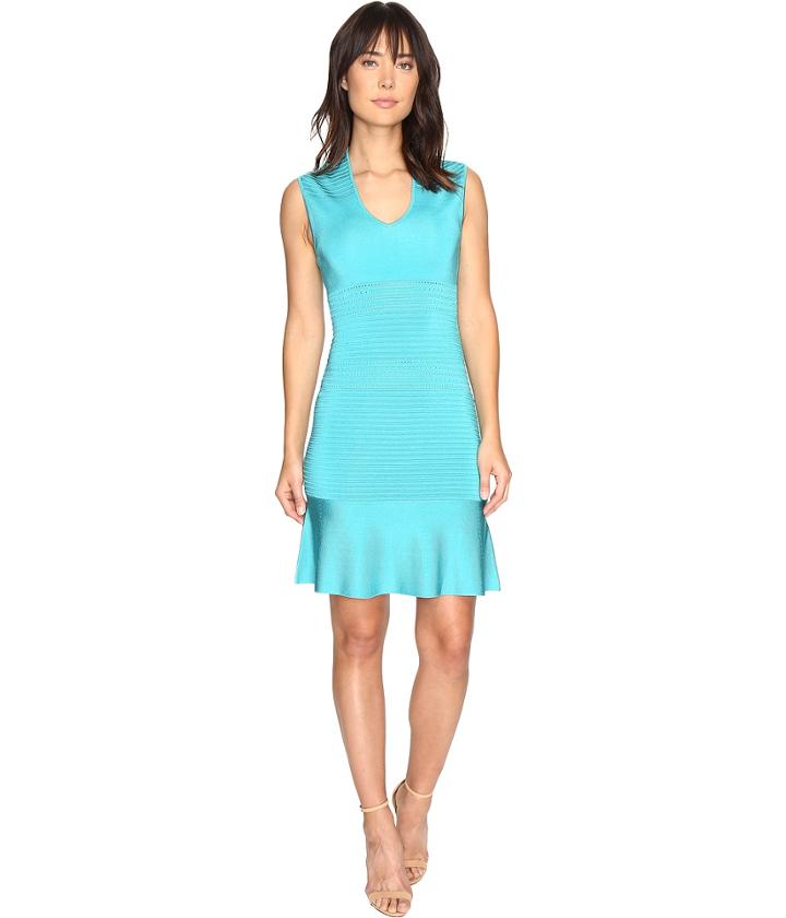 Michael Michael Kors - V-neck Sleeveless Flounce Sweater Dress