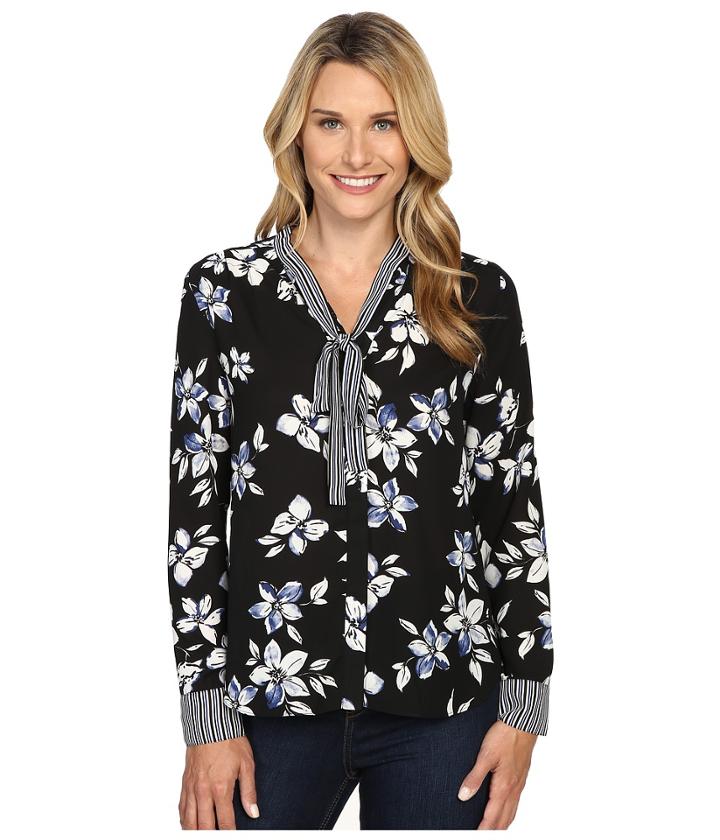 Nydj - Long Sleeve Tie Neck Blouse