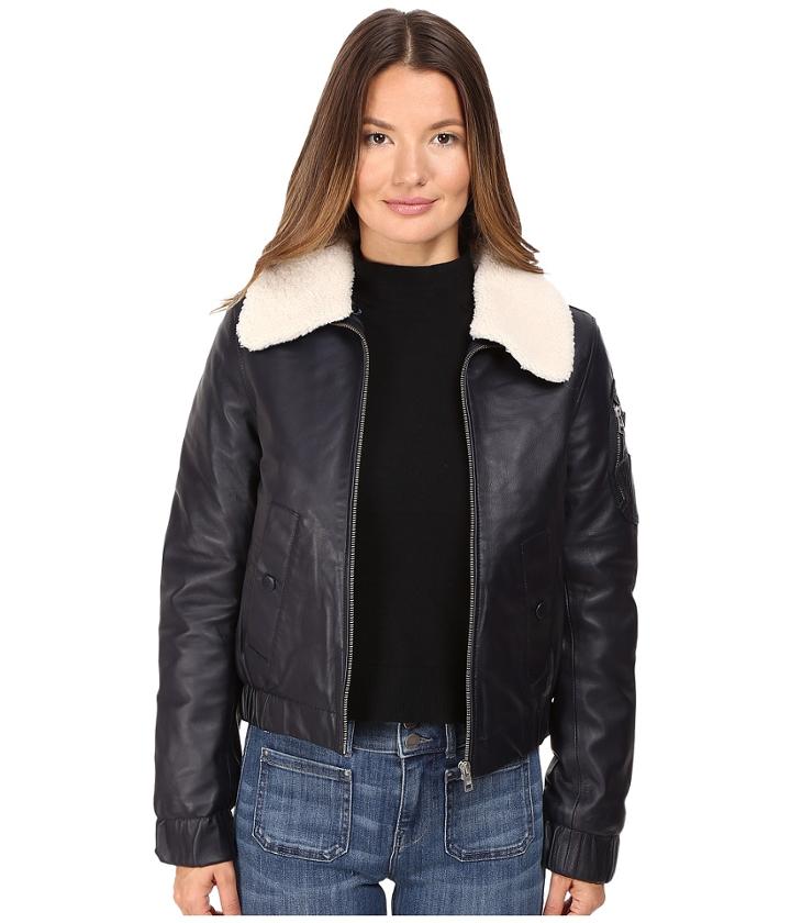 See By Chloe - Leather Jacket With Shearling Collar