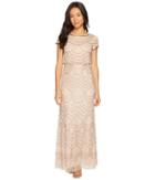 Adrianna Papell - Petite Short Sleeve Blouson Beaded Gown