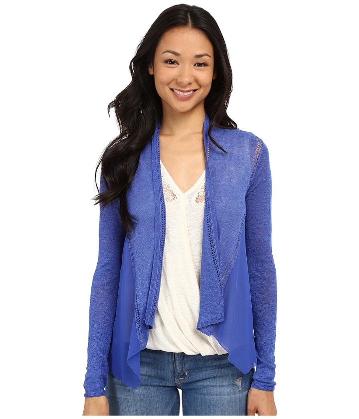 Lucky Brand - Woven Mixed Cardigan