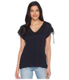 Two By Vince Camuto - Drawstring Shoulder V-neck Linen Tee