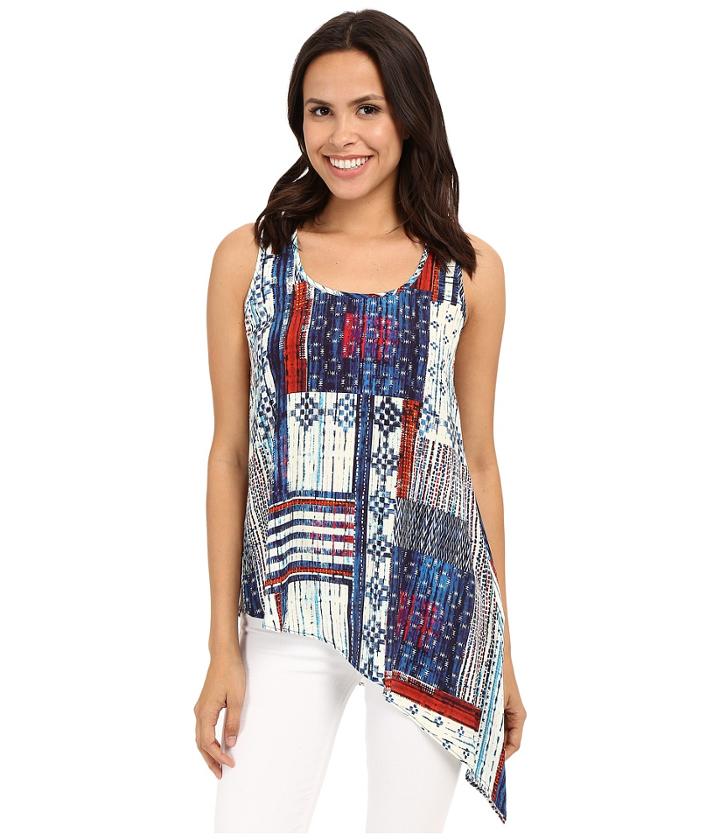 Karen Kane - Patchwork Print Asymmetric Hem Tank Top
