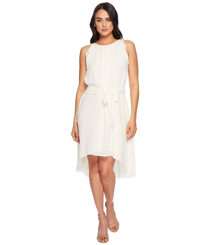 Halston Heritage - Sleeveless Flounce Sleeve Dress