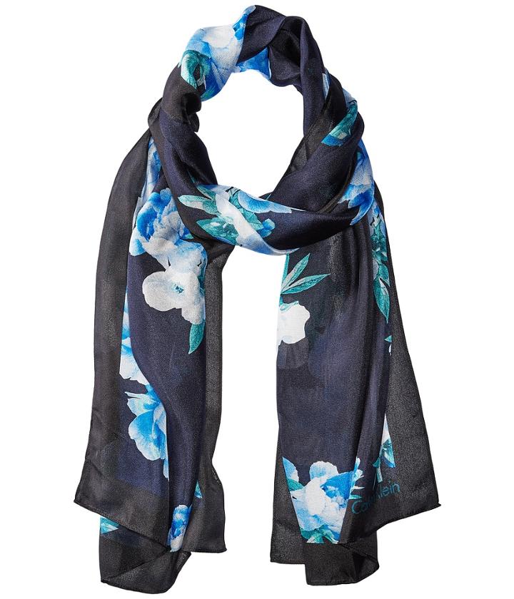 Calvin Klein - Floral Border Silk Scarf