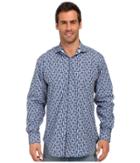 Thomas Dean &amp; Co. - Cobalt Poplin Print Button Down Sport Shirt