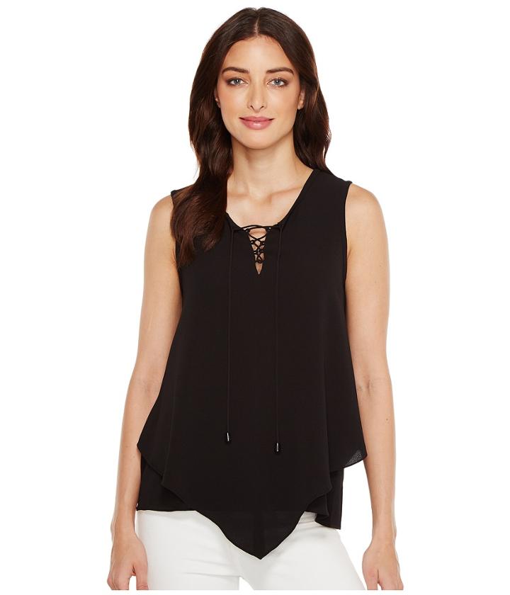 Vince Camuto - Sleeveless Handkerchief Lace-up Texture Blouse