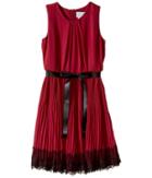 Us Angels - Sleeveless Pleated Chiffon Dress W/ Lace Trim Skirt