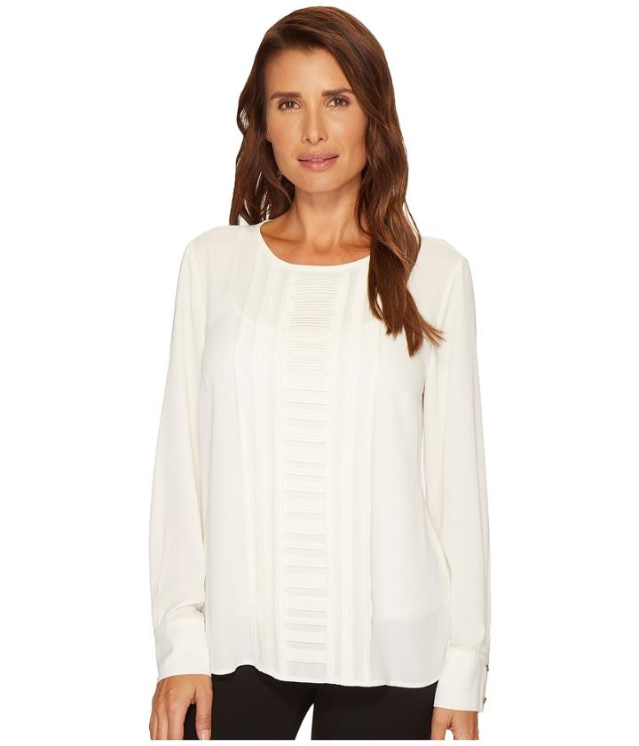 Vince Camuto - Long Sleeve Blouse W/ Pintuck Pleat Detail
