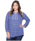 Lucky Brand - Plus Size Printed Drop Needle Knit Top