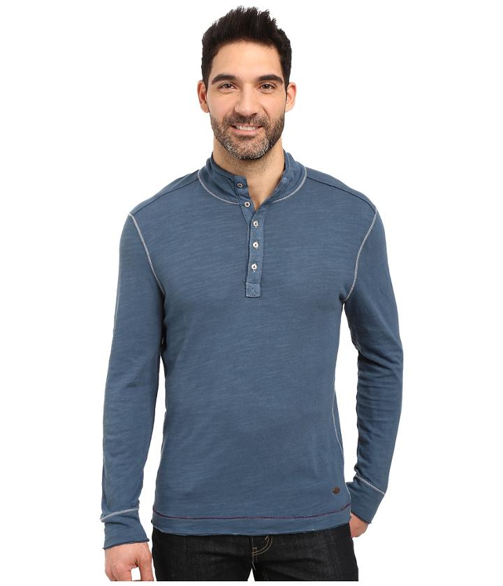 True Grit - Royal Slub Mock Up Henley With Stitch Detail