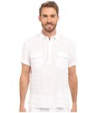Perry Ellis - Short Sleeve Solid Linen Popover Shirt