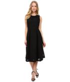 Calvin Klein - Sleeveless Fit Flare Lace Scuba Dress