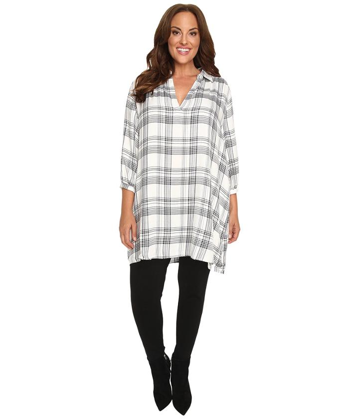 Christin Michaels - Plus Size Julia Collared Plaid Top