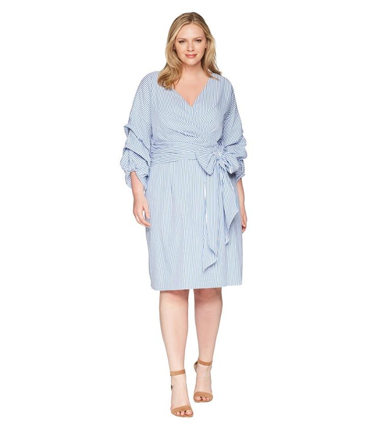 Adrianna Papell - Plus Size Short Wrap Dress Long Sleeves