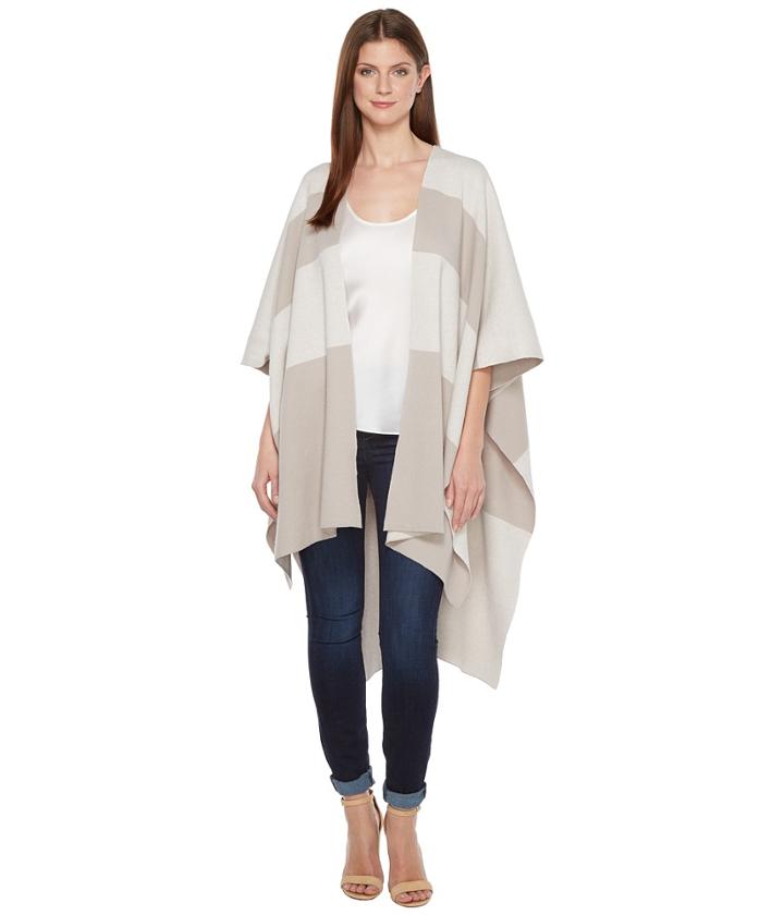 Halston Heritage - Striped Poncho Wrap