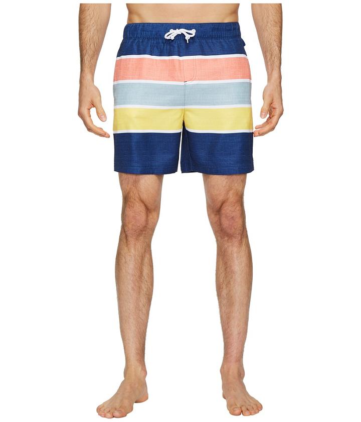 Original Penguin - Color Block Stripe Elastic Volley Stretch Swim Shorts